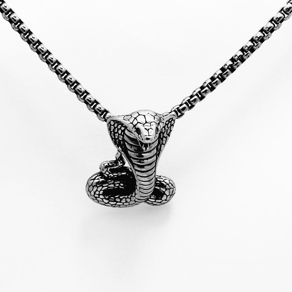 European and American Punk Style Street Trend Men's Trendy Snake Shaped Pendant Necklace Accessories