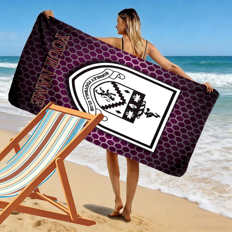 Name Custom Burnley FC Print Beach Towel, Large Soft Quick Dry Towel for Beach Camping Swimming