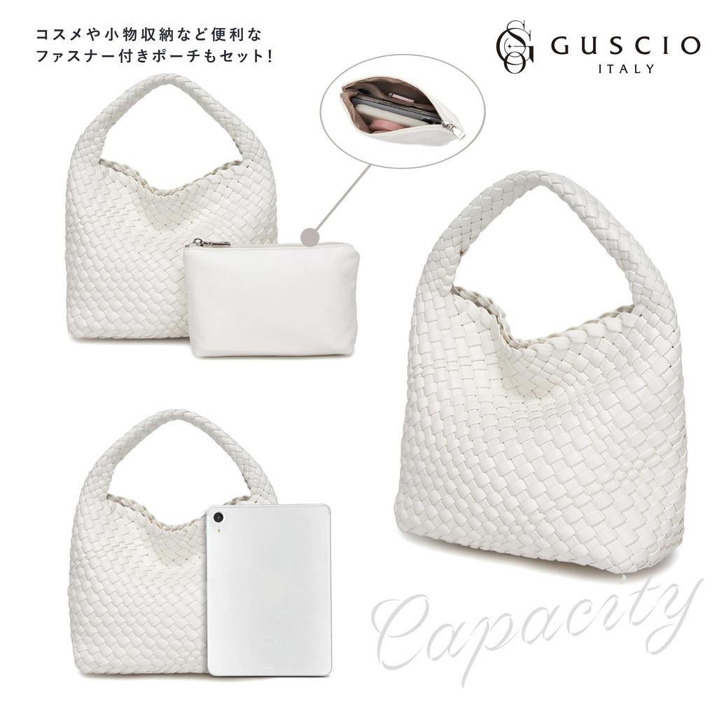 Mesh Tote PU Leather Mini Tote with Italy [Gussio Italy] One-Shoulder Bag, Pouch, High-End Look, Fashionable, Stylish, Commuting, Business, Women's,