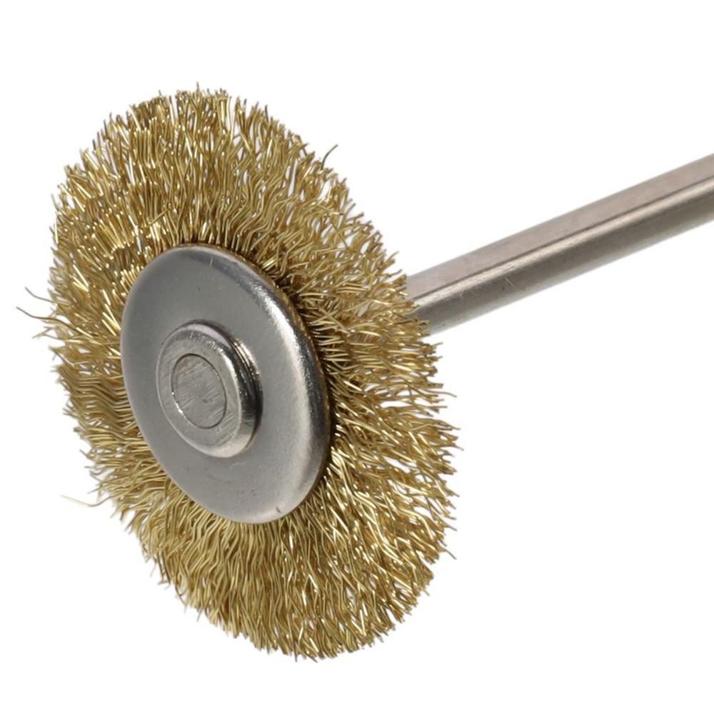 20pcs Brass Wire Wheel Brushes 3*25mm Polish Clean Tools Rotary Tool Brass Wheel Wire Brush  Rust