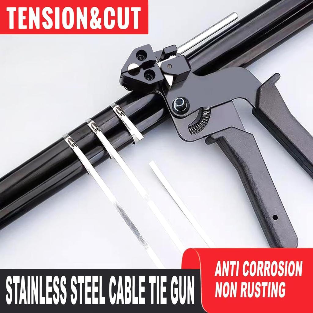 Metal Zip Tie Gun Kits, Stainless Steel Cable Tie Tool with 100pcs 11.8inch Metal Cable Tie Of Uv-Resistant Heavy-Duty Metal zip Ties, Chain Link