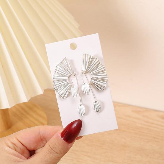 Women Dangle Textured Earrings Ginkgo Leaf Chunky Dangle Earrings Jewelry Gifts