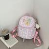 Women's Plaid Mini Backpack Junior High School Student Schoolbag Lightweight Backpack