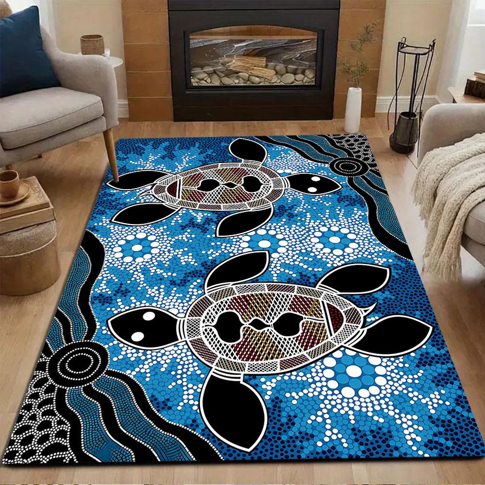 Turtle Dreamtime Art Rug Patterned carpet, non slip mat suitable for living room and bedroom sofas