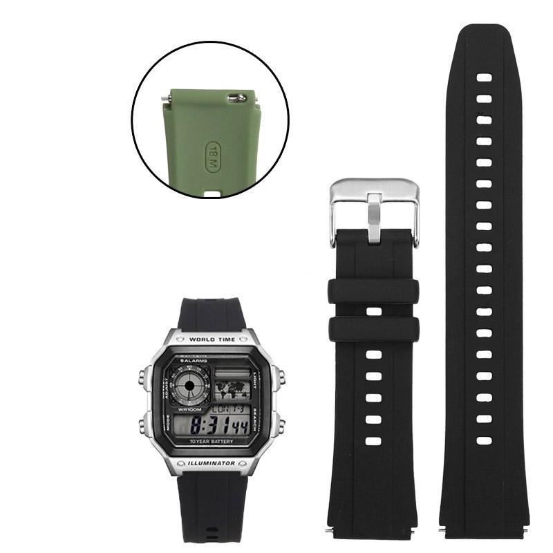 Silikonowe Paski do Zegarka Casio G-SHOCK 3299 AE1200 AE-1200 AE1300 SGW400 SGW-300 A158W A159W Sportowy Wodoodporny Pasek 18mm