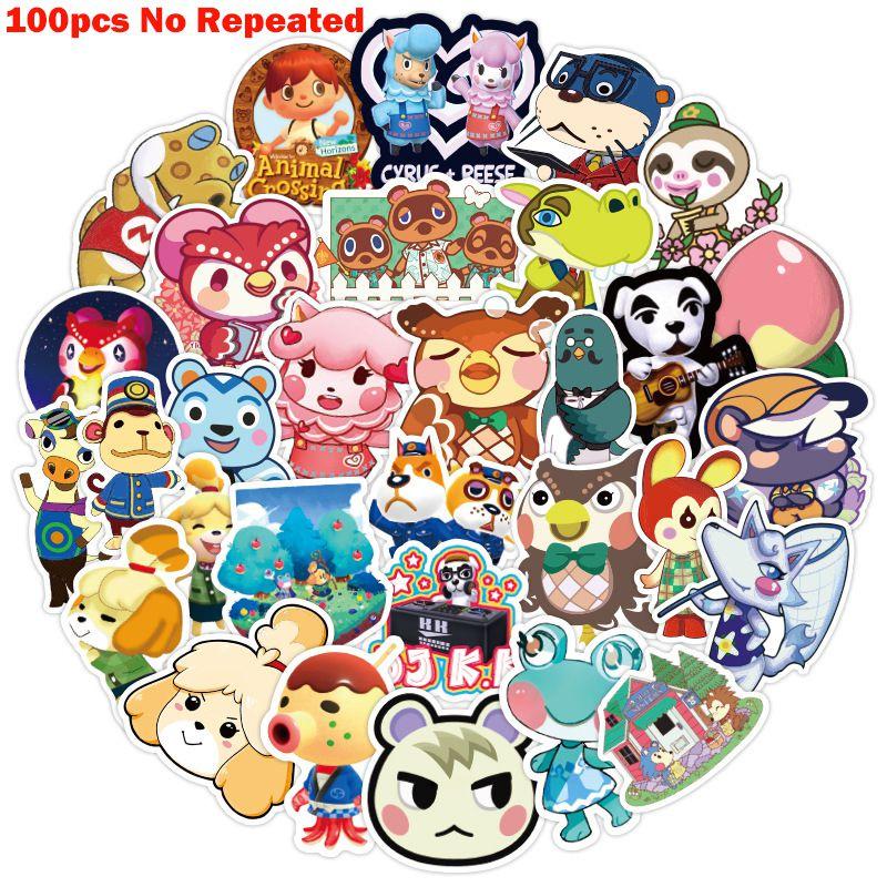 Animal 100pcs Crossing Game Stickers Skateboard Fridge Laptop Bike Luggage Stick
