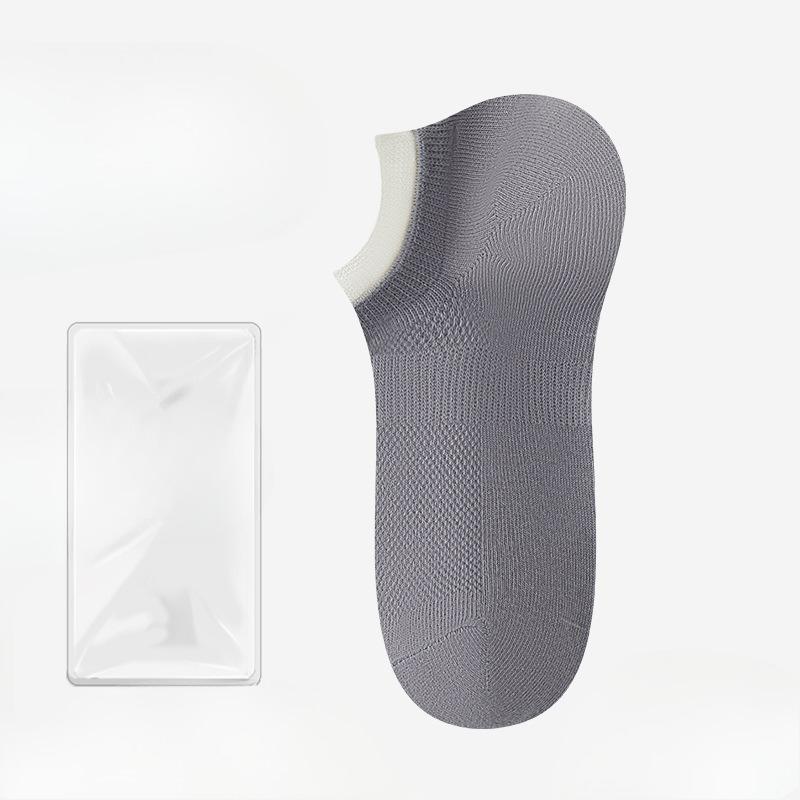 Male Summer Thin Solid Color Does Not Fall with Non Slip Anti Pilling Breathable Anti Odor Invisible Short Cotton Socks