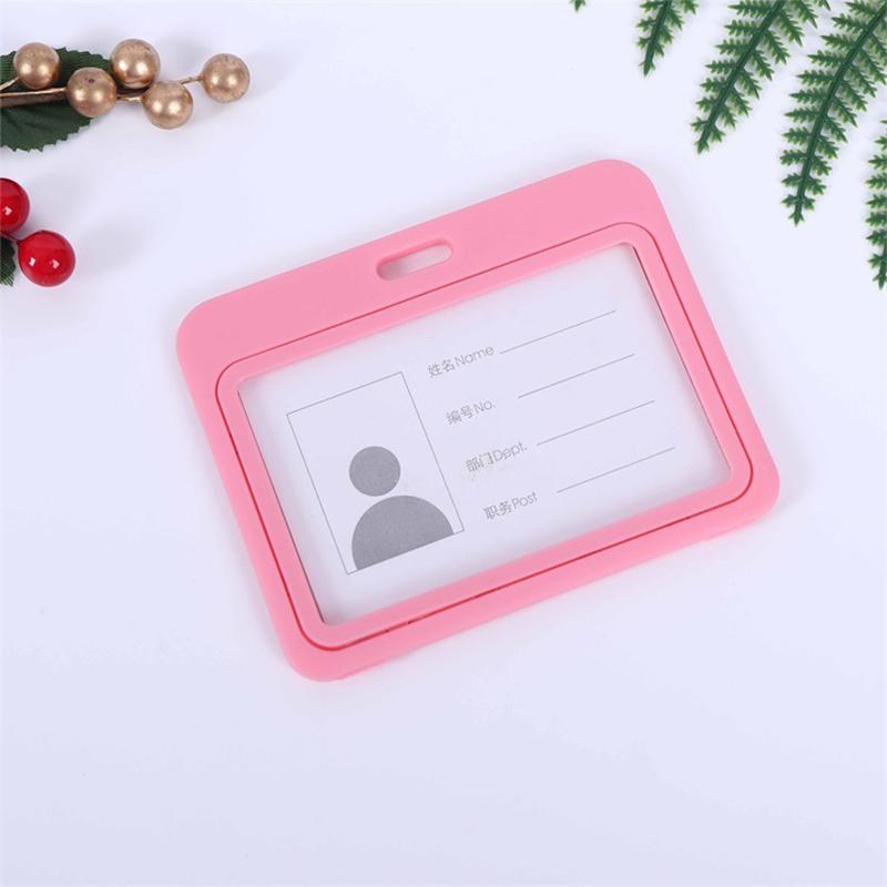 Plastic Double Sided Transparent Employees Work School Credential Badge Office Pass Id Card Holder Accessories Lanyard Decor