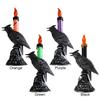 Schwarze Krähenstatue Leuchtender Kerzenständer LED-Kerzen Batteriebetriebene Kerzen Halloween Heimdekorationen Tischlampe
