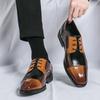 Large size color matching business dress leather shoes men's European and American leather shoes business casual square head large size dress leather