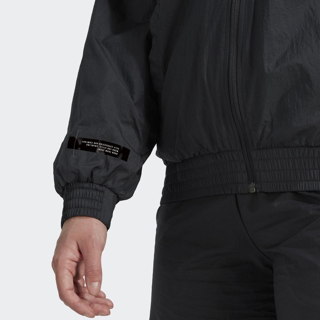 Adidas Solid Color Zip Long Sleeve Sports Jacket Women Jackets Black HG4359