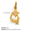 18K Gold-Plated Stainless Steel Moon Heart Diamond Pendant for DIY Jewelry