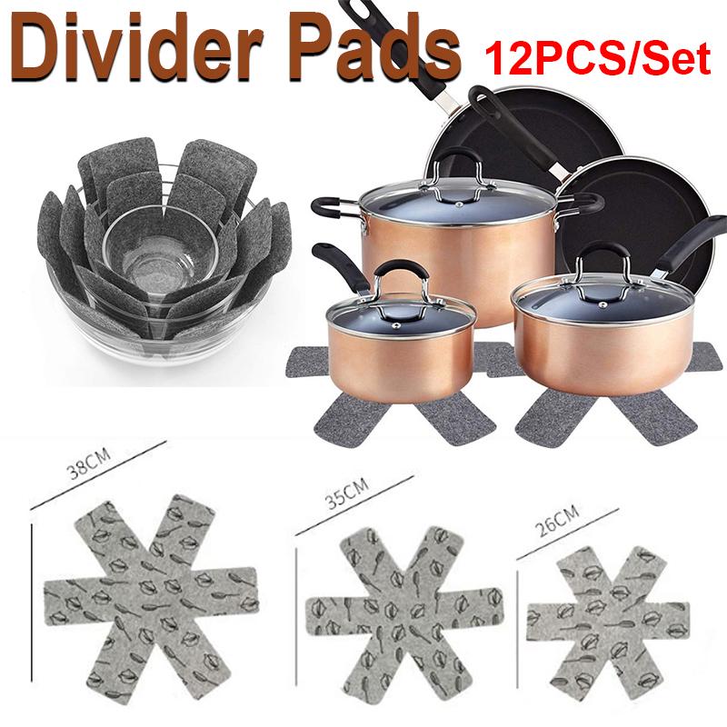Different Sizes Pot And Pan Protectors, Stacking Pans Protectors To