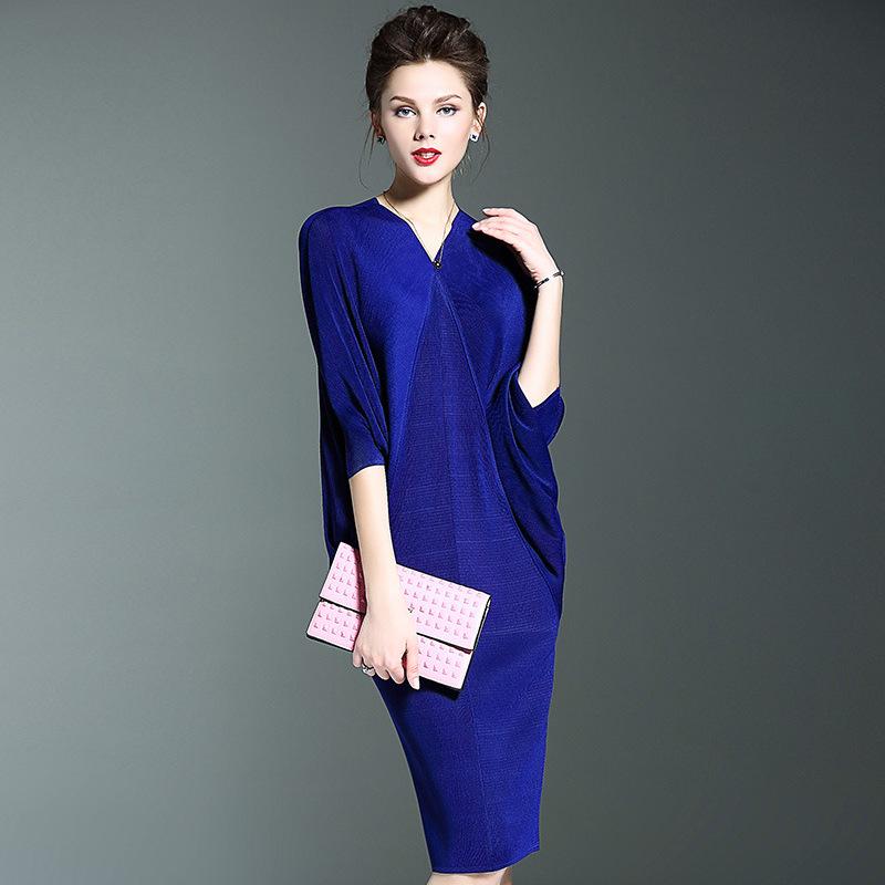 Lingying 6569 Midi plisované šaty Miyake - Dámské oblečení plus size na jaro a podzim 2025, volný střih