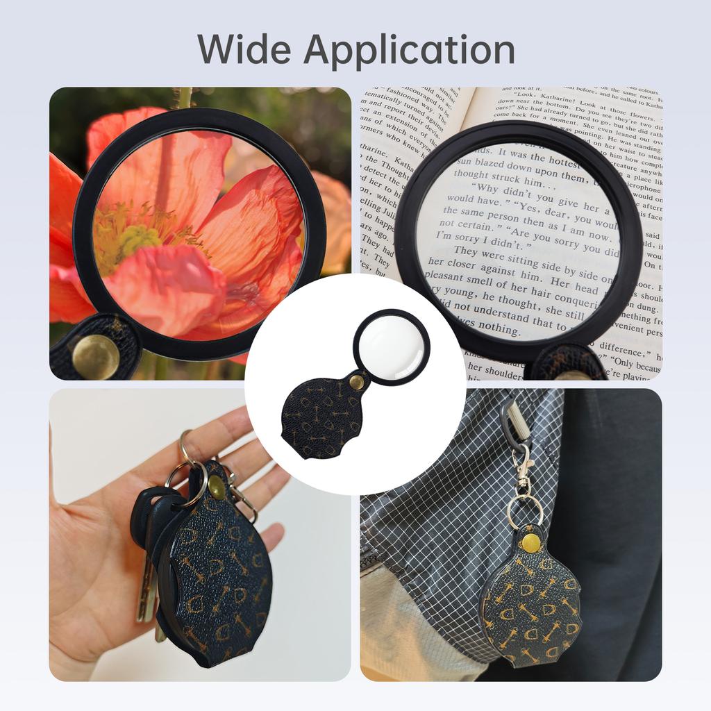 15X Folding Optical Glass Pocket Magnifier Kit with Keychain HD Lens for Repair Read Hobby Professional Portable
