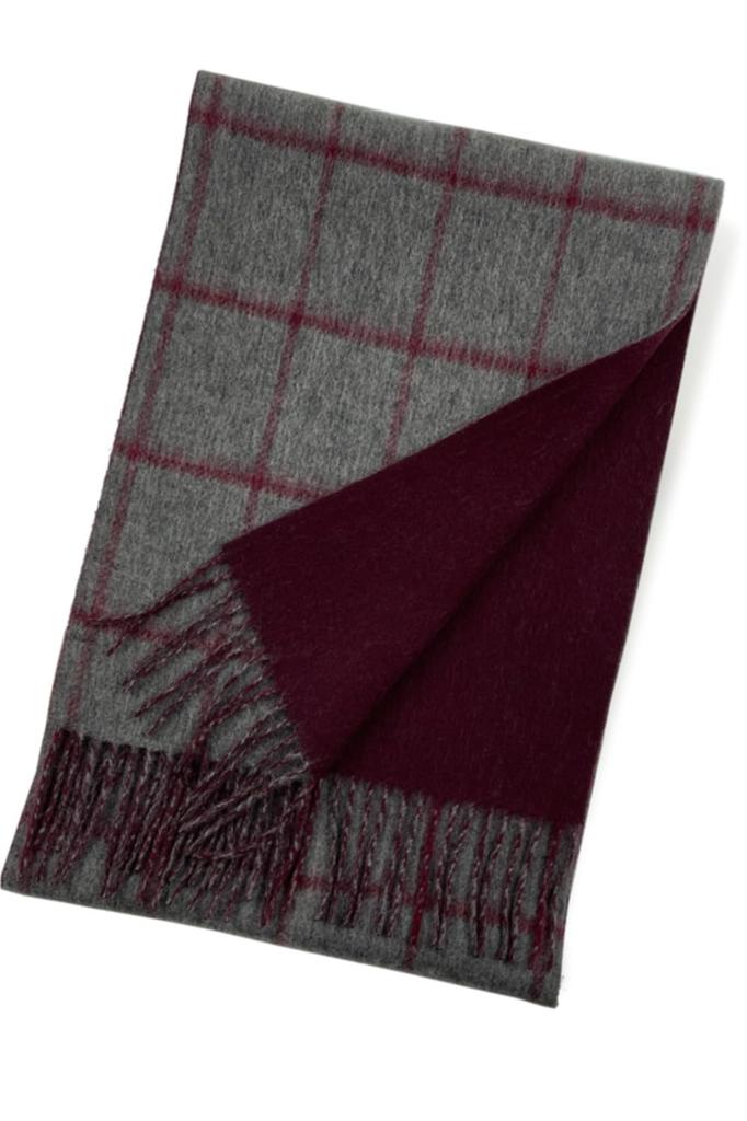 Vita Natur Reversible 185cm X Check Pattern Cashmere-Wool Scarf, 95% Wool, 5% Cashmere, Men's, 30cm, (Gray)
