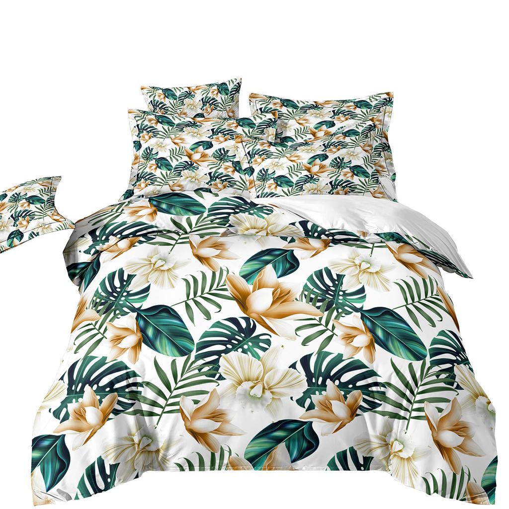 Tropical Rainforest 3D Printed Bedding Three-Piece Plant Flower Quilt Cover