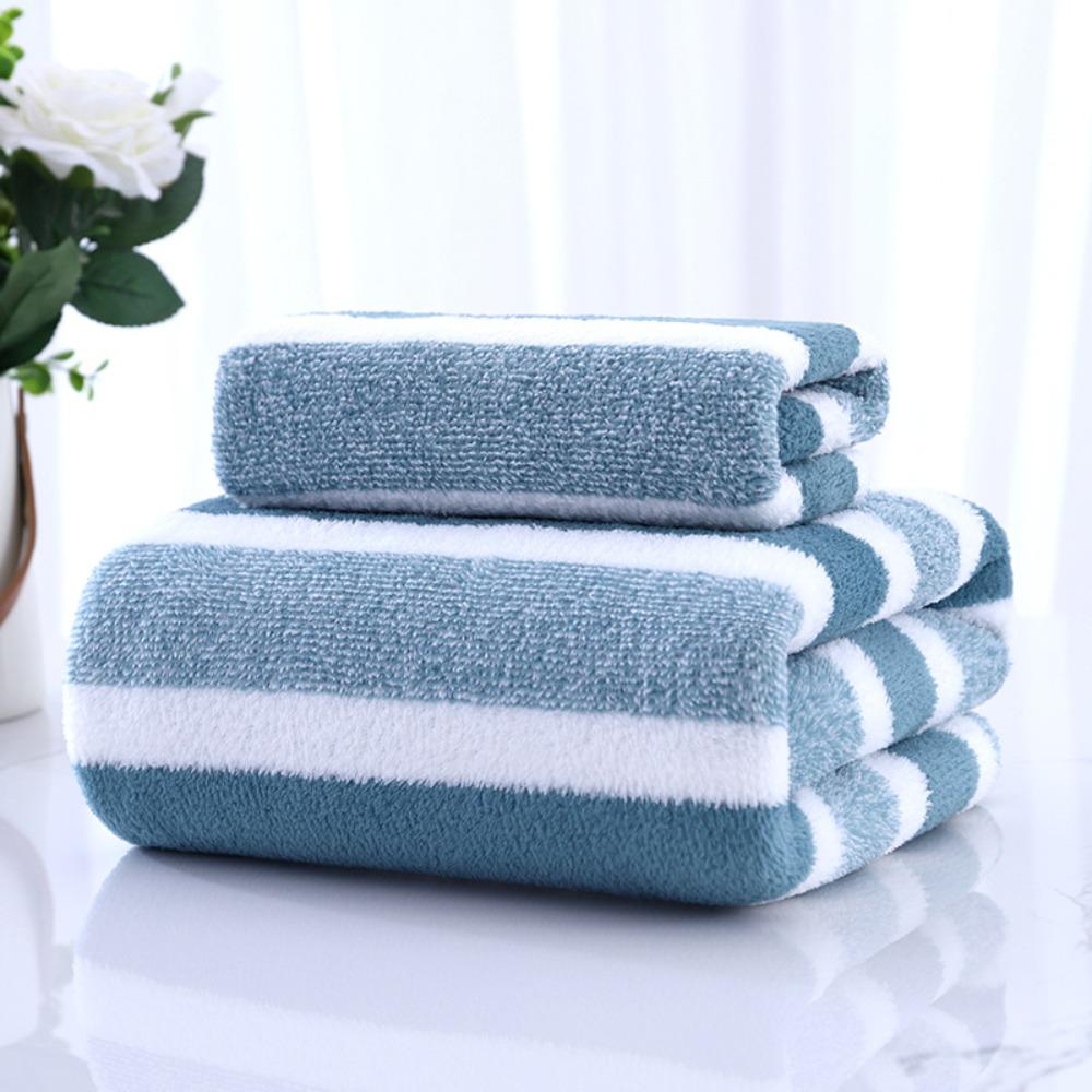 1 Pc Stripe Thickened Absorbent Soft Bath Towel for Home