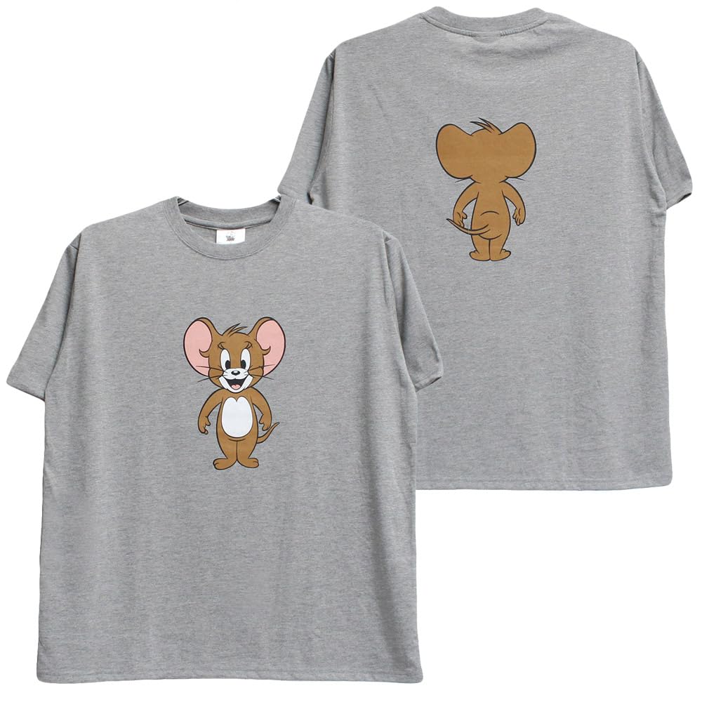 One Colors TOM AND JERRY Men's Short Sleeve T-Shirt with Character All-Over Print, Crew Neck, Size 3L, Gray (29)