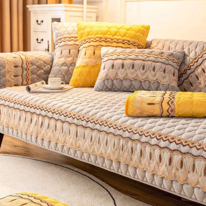 

Плюшевый теплый чехол для дивана, кружевной Нескользящий высококачественный диван, спинка, полотенце, мебель, полное покрытие, пылезащитный защитный чехол 70x70