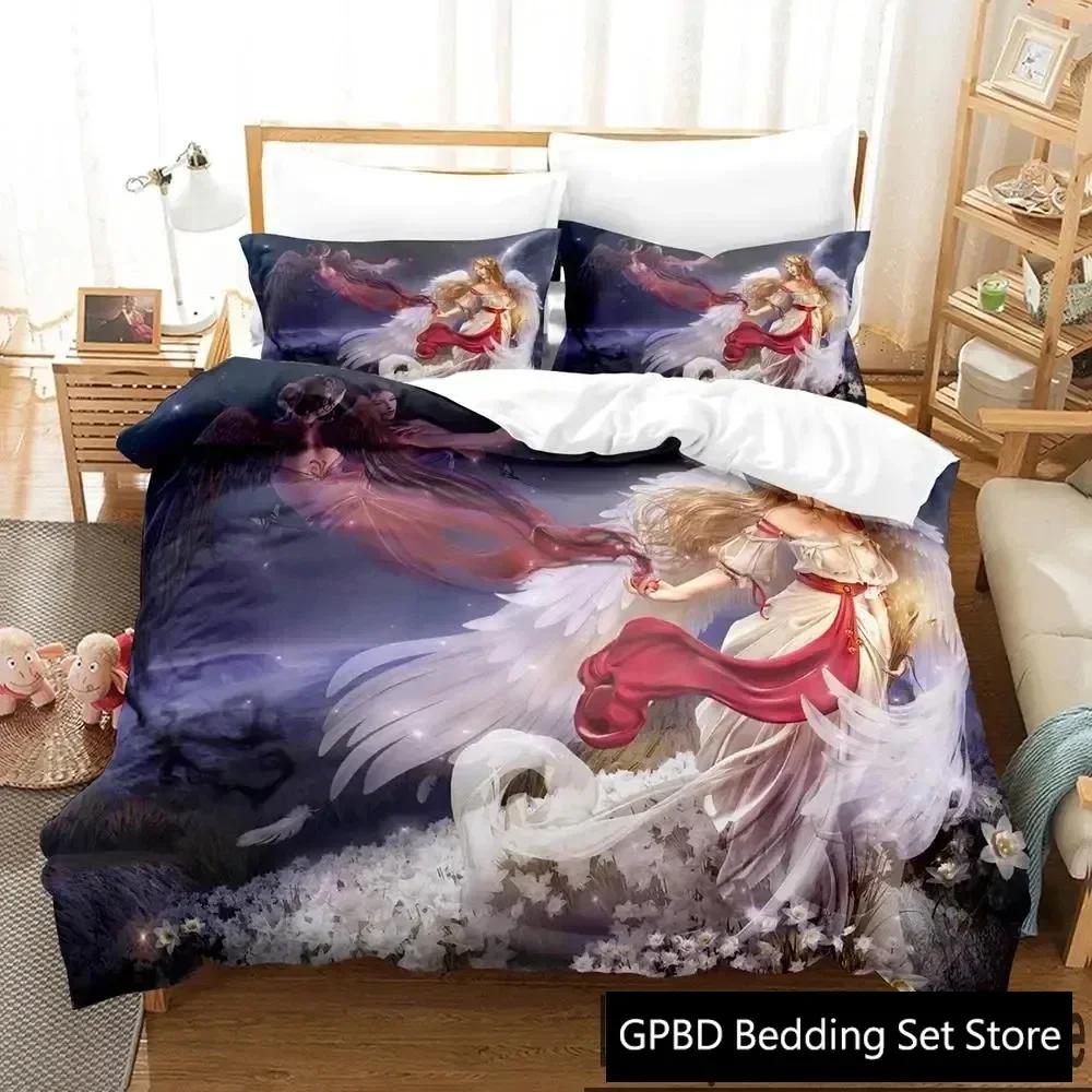 3D Print Guardian Angel Comfortable Duvet Quilt Cover Pillowcase Bedding Set Children Bedroom Decoration Home Textile