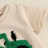 Tenues d'été pour garçons T-shirts à col rond et manches courtes brodés de camions Short à taille élastique Ensemble de 2 pièces