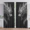 2pcs Wakening and Flight of Dragon Printed Curtain for Home Decor - Rod Pocket Window Treatment for Bedroom, Office, Kitchen