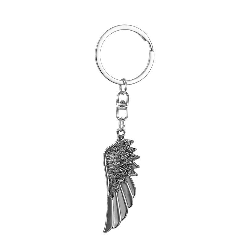 Retro Single Wing Stainless Steel Keychain Angel Feather Design Fashion Unique Pendant Practical Daily Bag Charm