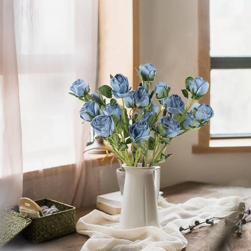 Artificial Roses,4pcs 20Heads Faux Roses Silk Fake Roses with Stem for DIY Wedding Bouquet Floral Arrangements Home Party Centerpiece Decoration