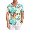 Men’s Hawaiian Print Casual Outdoor Short Sleeve Shirt with Turn Down Collar Relaxed Fit Suitable for Summer Activities