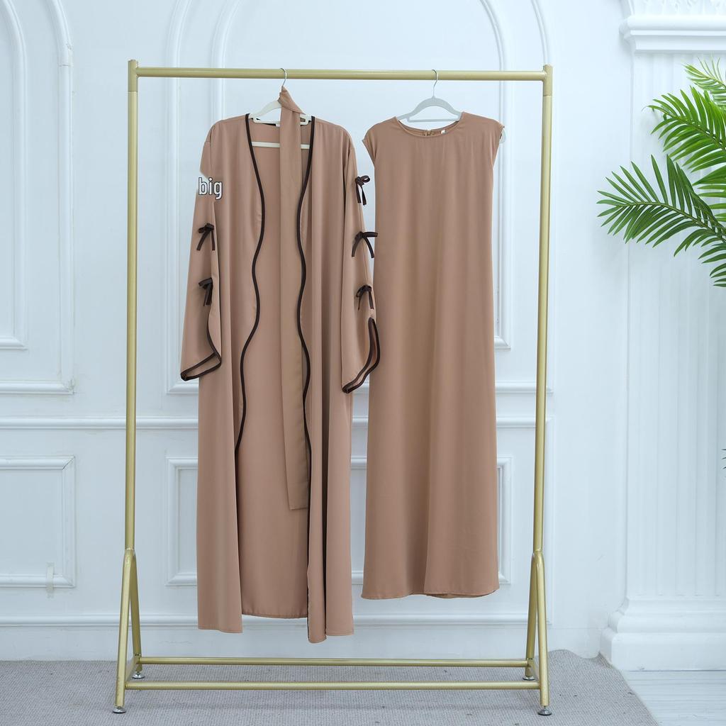 Pure Beauty Bow Long Robe Dress Abaya - Loriya 2025, Europe, America & Middle East Style, Model LR962