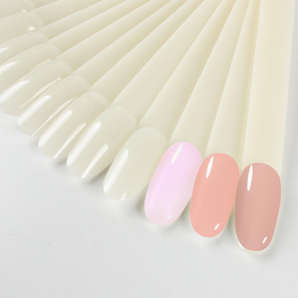 50pcs False Nail Tips Fake Nail Art Fan Shaped Palette Card Display Acrylic Practice Color Chart For Nail Polish With Ring Clear