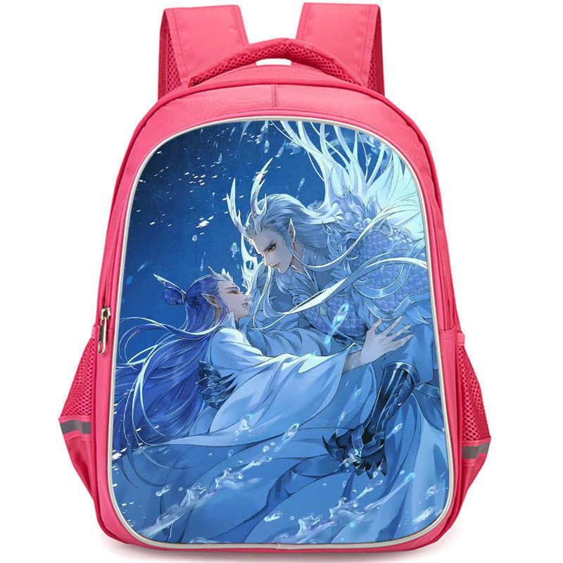 Nezha 2 Mo Tong Nao Hai Ao Bing Girls School Backpack Lightweight Oxford Bookbag Large Capacity For Elementary Students