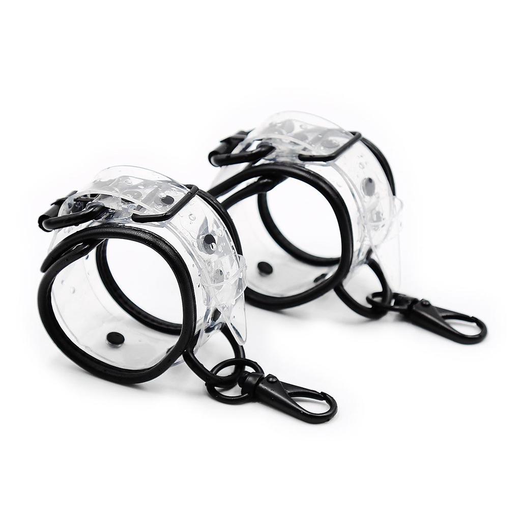 Transparent Leather Bondage Set: Handcuffs, Foot Cuffs, Neck Cuffs, and Dog Leash Collar