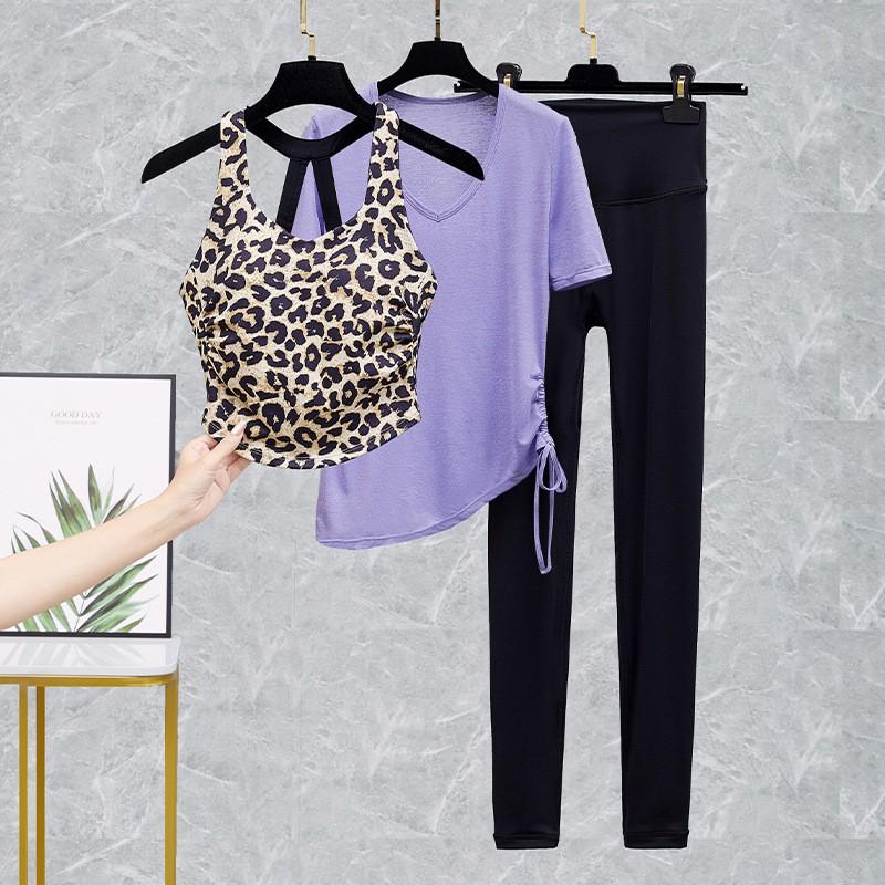 Women Dance Outfit Backless Crop Top High Waist Leggings 2Pcs Set Stage Performance