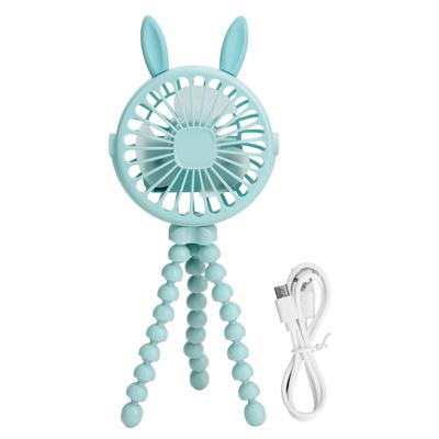 Electric Stroller Fan Adjustable 3 Gears Pointed Ears Handheld Mini Hanging LED Tripod Clip
