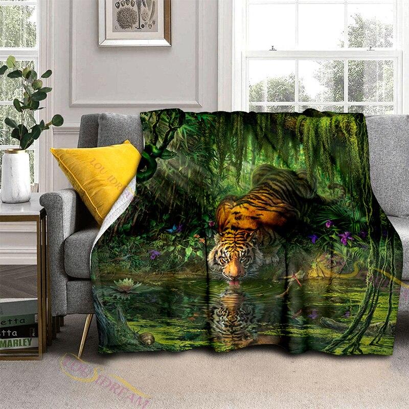 Galaxy Animal Tiger Print Fluffy Blanket Home Decoration Suitable for Living Room Bedroom Office Office Travel Blanket