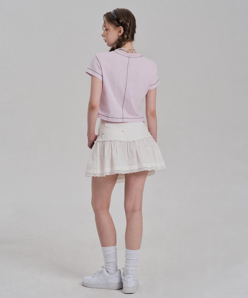 Jenyujeu Layers Frill Button Skirt - White