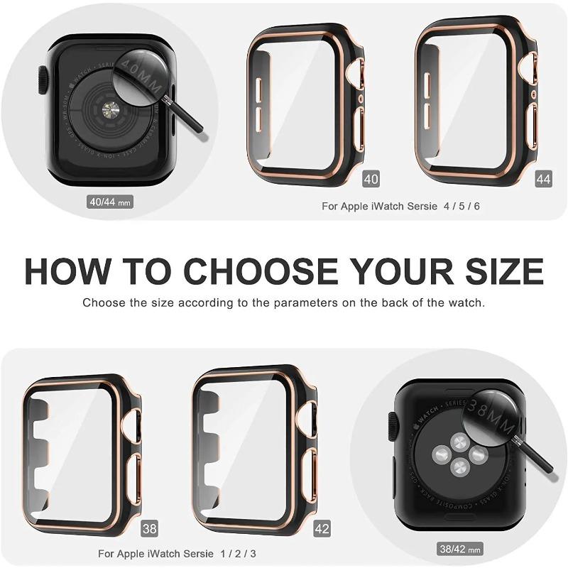 Glass + Case for Apple Watch 45mm 41mm 44mm 40mm Screen Protector Bumper PC Cover for iWatch Series 4 5 6 SE 7 8 9 Accessories