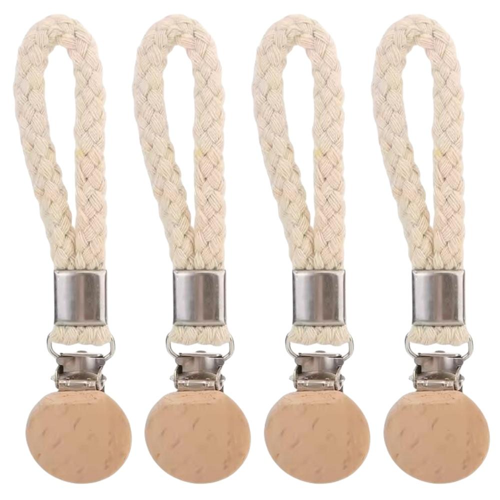 1-8PCS Towel Hanging Clips Woven Cotton Rope Bathroom Wood Round Head Metal Hanging Clips For Home Towel Clothes Storage Hook