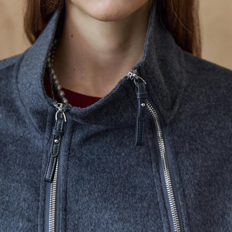 Maxza Double Zipper High Neck Handmade Jacket Ze12hj003nh