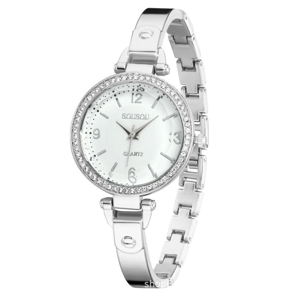 Women Wristwatch Round Rhinestone Quartz Watch Bracelet Watches Party Office Christmas Gifts