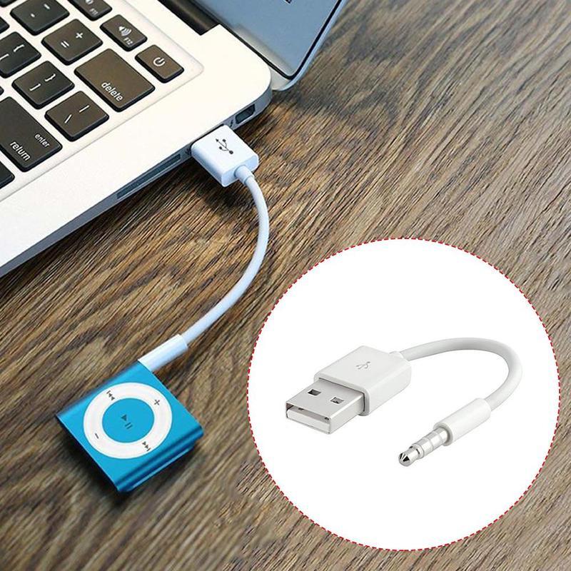 2 Pack USB Charger Data Adapter Cable Cord For iPod Shuffle 3 4 5 6 Gen MP3/MP4, 3.5mm Sync Audio Cable Jack/Plug To USB