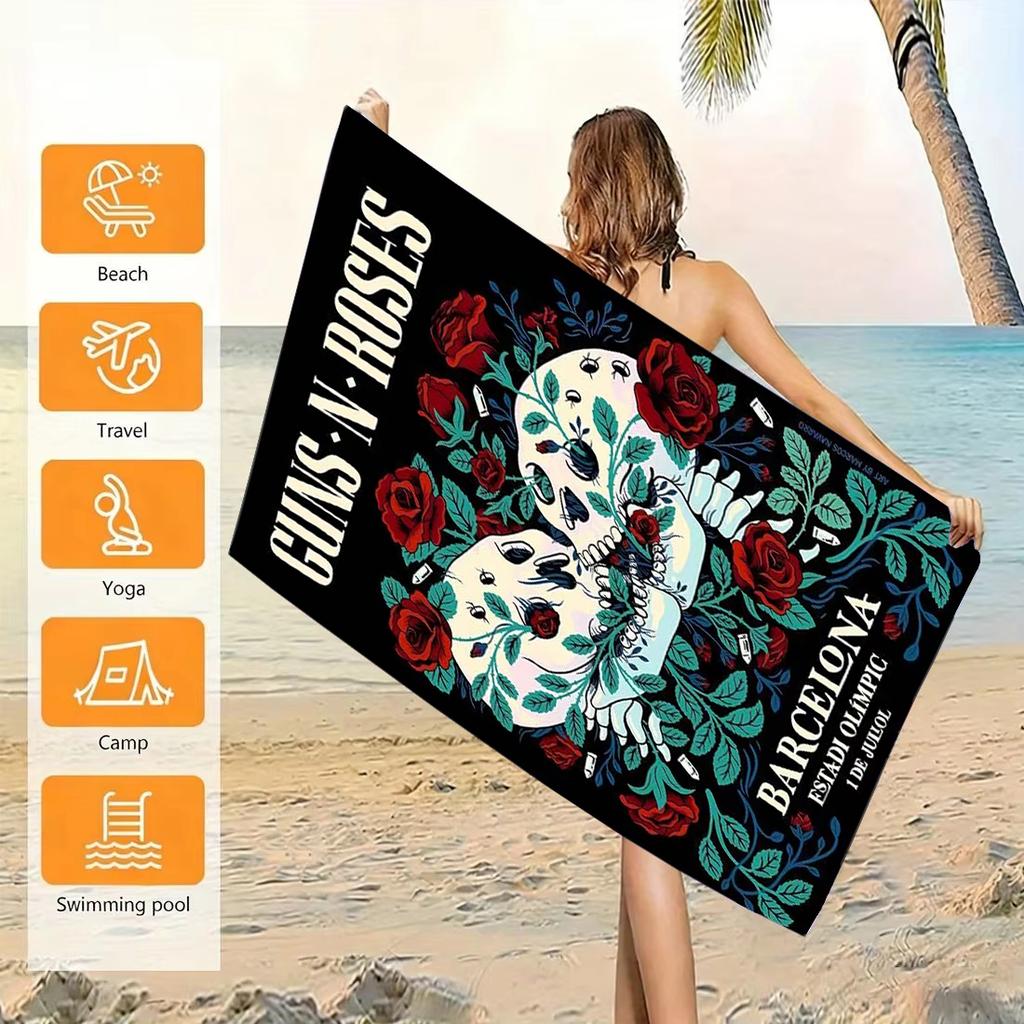 1pc G-Guns N Roses Barcelona Estadi Olimpic Beach Towel Microfiber Quick Dry Classic Hard Rock Bath Towel For Pool Beach Travel