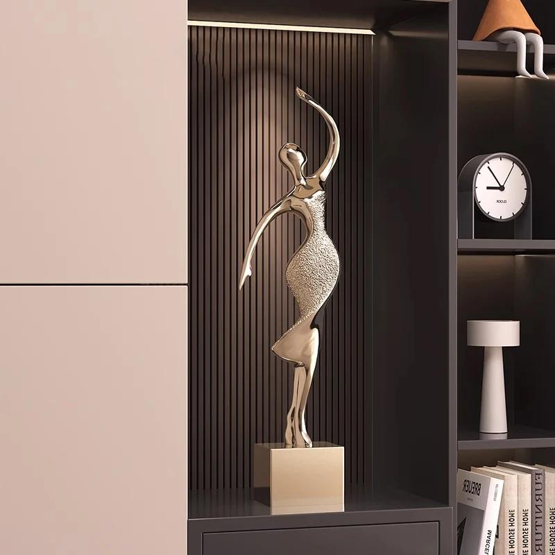 Abstract Art Figure Sculpture Entrance Large Decoration Resin Electroplating Dance Figure Sculpture Niche Home Decoration