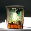 Bicchiere da Vino di Lusso Stile Giapponese Edo Kiriko Verde Blu Cristallo Bicchiere da Whisky Incisione a Mano Pavone Bicchiere da Whisky