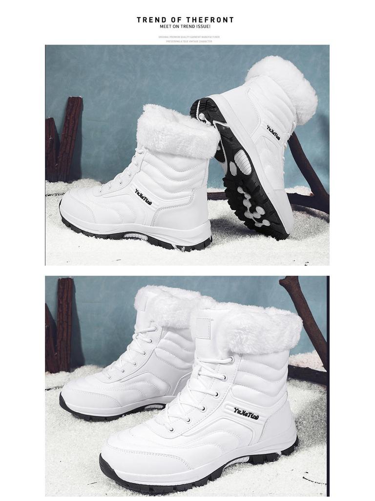 Unisex Mid-Calf Winter Snow Boots with Velvet Lining - Warm Outdoor Footwear for Men and Women