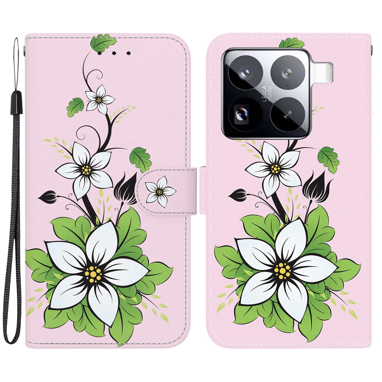 

For Xiaomi 15 Pro Wallet Phone Case Anti-Drop Leather Flip Cover Pattern Printing Lily