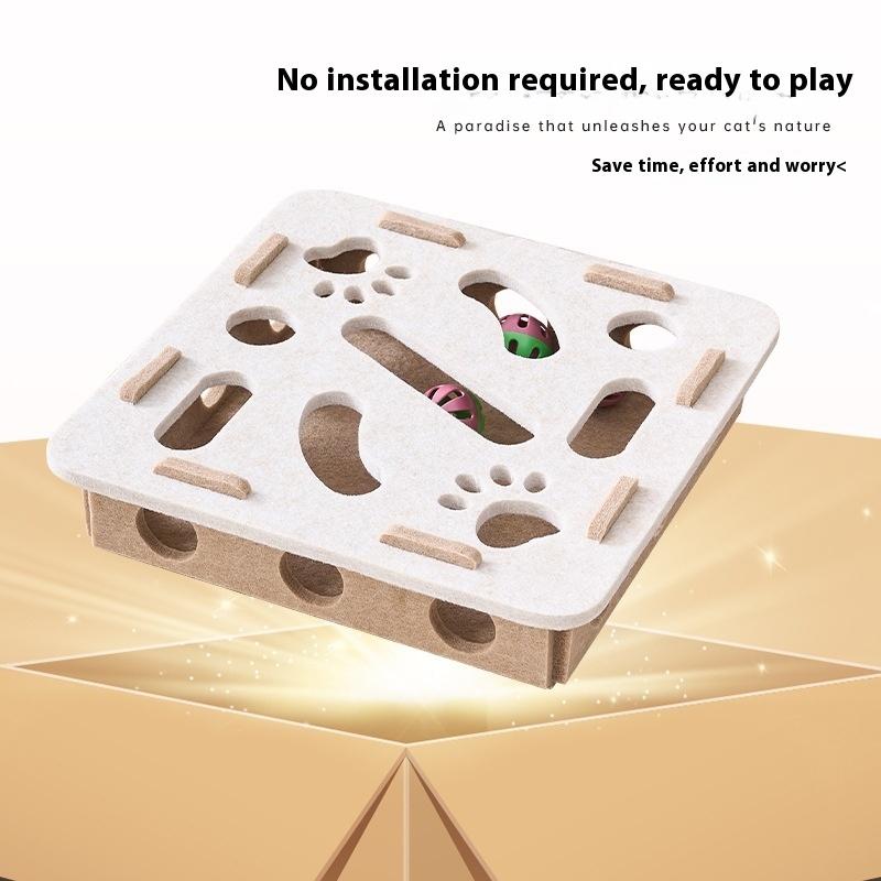 Interactive Cat Puzzle Plaything Puzzle Felt Box For Indoor Cats Kitten Mental Training Tools Hide And Seek Cat Agility Toys