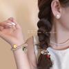 Cherry Shaped Alloy Hair Tie with Sparkling Rhinestones Convertible To Hair Rope Multifunctinal Wrist Bracelet